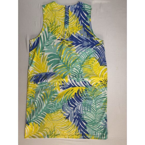 Mud Pie Dress Women’s M Medium Palm Leaf Tropical Pockets Pullover Blue Green - Picture 12 of 16